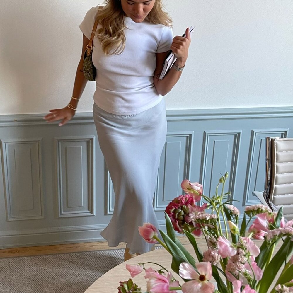 Djerf Avenue Ribbed Short Sleeve Tee White Size M NWOT